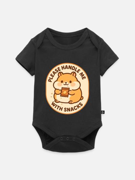 Mit Snacks behandeln | Hamster Humor - Baby Premium Kurzarmbody - Schwarz