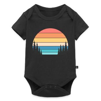 Retro Sunset and Pine Forest - Baby Premium short-sleeve bodysuit - black - Front