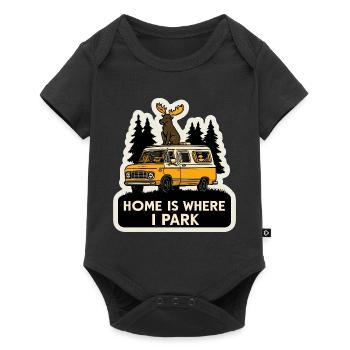 Moose Camper for Men Funny Animal Vanlife - Body à manches courtes Premium Bébé - noir - Devant