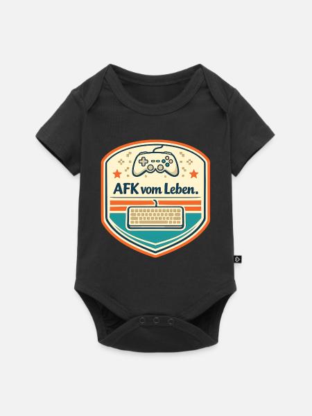 AFK vom Leben Retro Badge - Baby Premium Kurzarmbody - Schwarz