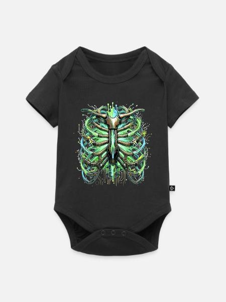 Cyber Brustkorb Skelett Sci-Fi Illustration - Baby Premium Kurzarmbody - Schwarz