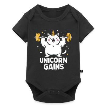 Bodybuilding Cat Unicorn for Fitness - Baby Premium short-sleeve bodysuit - black - Front