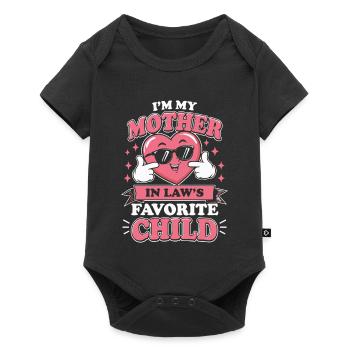 Schwiegermutter Lieblingskind Herz - Baby Premium Kurzarmbody - Schwarz - Vorne