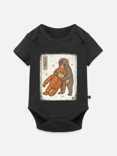 Ukiyo-e Baby Monkey Punch - Baby Premium Kurzarmbody - Schwarz