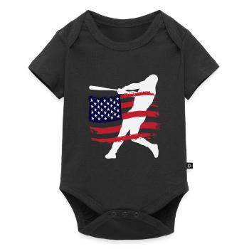 Silhouette du joueur de baseball du drapeau américain - Body à manches courtes Premium Bébé - noir - Devant