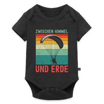Paramotor ZWISCHEN HIMMEL UND ERDE Lustiges - Baby Premium Kurzarmbody - Schwarz - Vorne