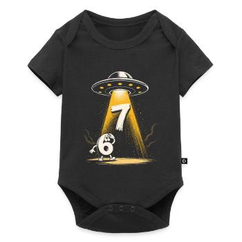UFO Light Beam Over Number 6 7 Meme - Baby Premium short-sleeve bodysuit - black - Front