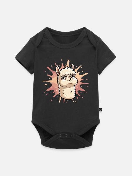 Selbstbewusste Llama Splash - Baby Premium Kurzarmbody - Schwarz