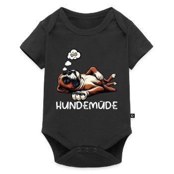 Hundemüde Boxer Boxerhalter Boxerhund Boxerhunde - Baby Premium Kurzarmbody - Schwarz - Vorne