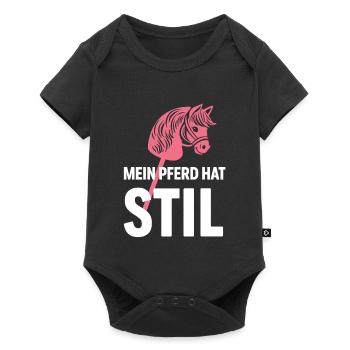 Hobby Horse | Mein Pferd hat Stil | Sport - Baby Premium Kurzarmbody - Schwarz - Vorne