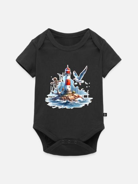 Leuchtturm Anker Möwe - Baby Premium Kurzarmbody - Schwarz