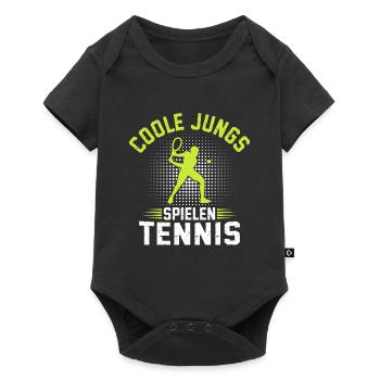 Coole Jungs Spielen Tennis  - Baby Premium Kurzarmbody - Schwarz - Vorne