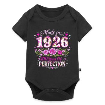 Cadeau 100 Ans Femme - Anniversaire 1926 Floral - Body à manches courtes Premium Bébé - noir - Devant
