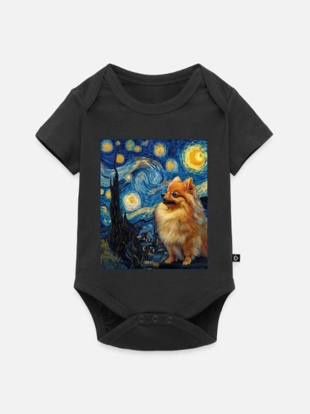 Zwergspitz Spitz Pomeranian - Baby Premium Kurzarmbody - Schwarz