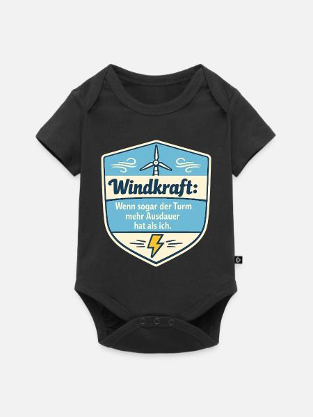 Windkraft Spruchschild Humor - Baby Premium Kurzarmbody - Schwarz