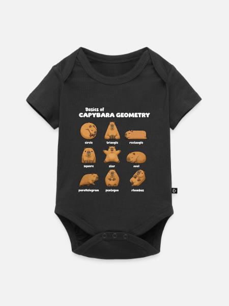 Basisprincipes van Capybara Geometry Funnier - Premium babyrompertje met korte mouwen  - zwart