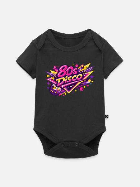 Retro 1980 80s Disco - Baby Premium Kurzarmbody - Schwarz