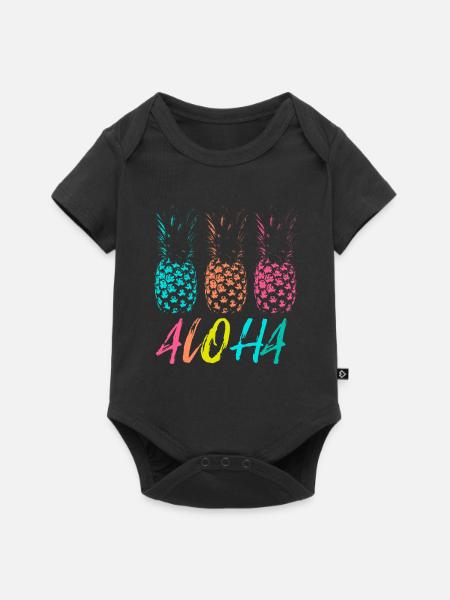 Hawaii Urlaub Aloha Ananas Trio - Baby Premium Kurzarmbody - Schwarz
