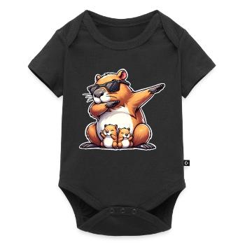 Capybara Papa - Baby Premium Kurzarmbody - Schwarz - Vorne