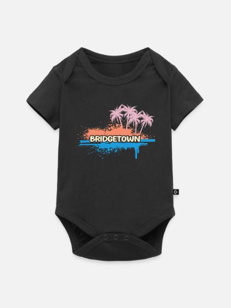 Palmen Bridgetown - Baby Premium Kurzarmbody - Schwarz