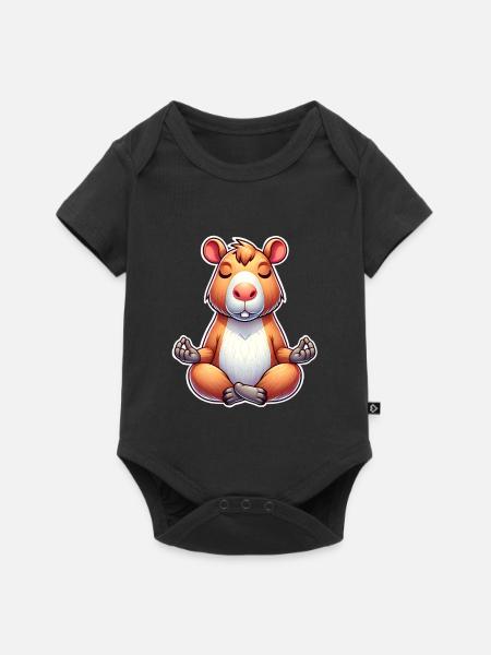 Capybara Yoga Meditieren - Baby Premium Kurzarmbody - Schwarz