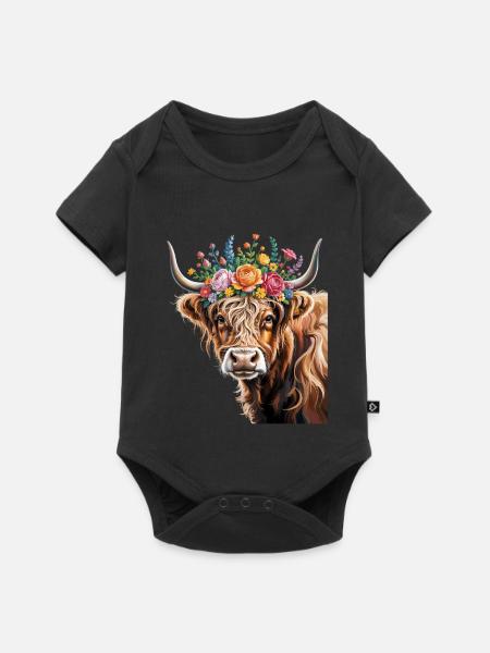 Schottisches Hochlandrind - Baby Premium Kurzarmbody - Schwarz