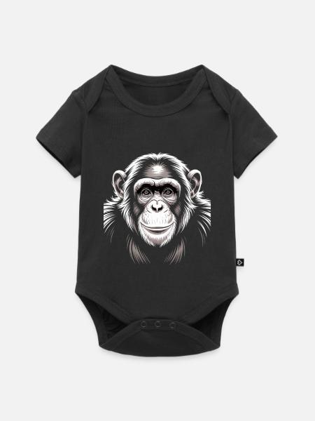 Affe Schimpanse - Baby Premium Kurzarmbody - Schwarz