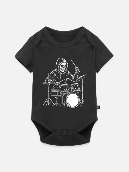Sensenmann spielt Schlagzeug - Baby Premium Kurzarmbody - Schwarz