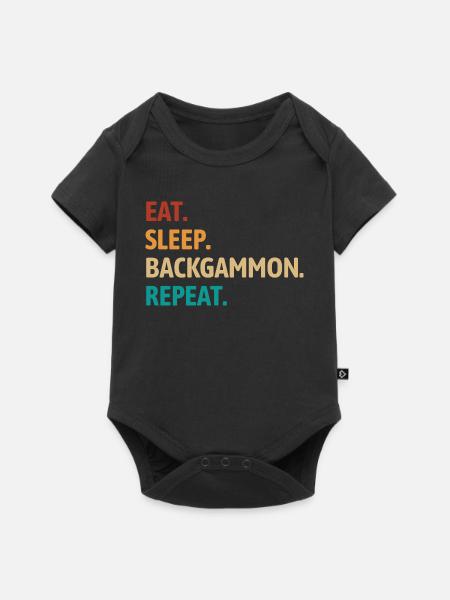 Eat Sleep Backgammon Repeat | Brettspiel - Baby Premium Kurzarmbody - Schwarz