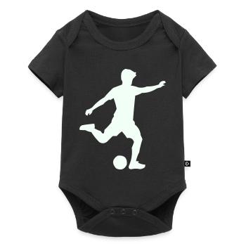 Kicker-Silhouette im Sprung - Baby Premium Kurzarmbody - Schwarz - Vorne