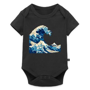 Vague d’origami Art japonais Hokusai Fuji - Body à manches courtes Premium Bébé - noir - Devant