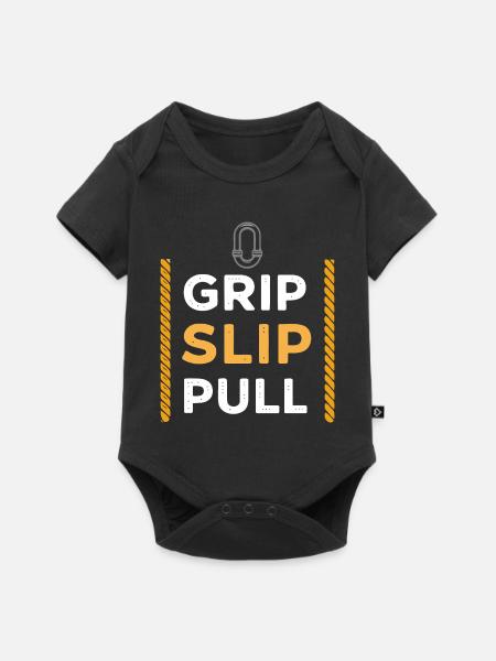 Grip Slip Pull: Grip und Stärke - Baby Premium Kurzarmbody - Schwarz