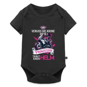 Motorrad Prinzessin Trägt Helm Bikerin - Baby Premium Kurzarmbody - Schwarz - Vorne