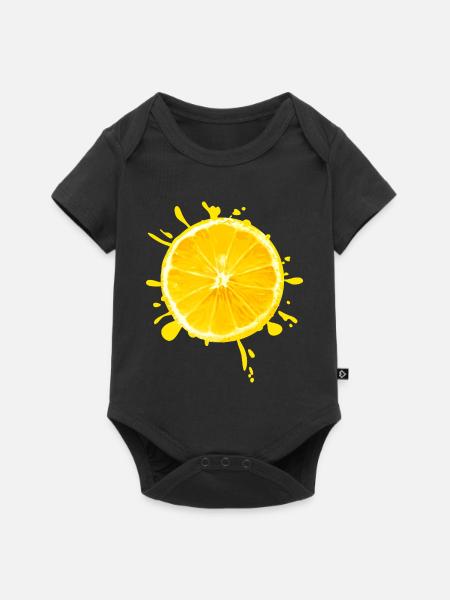 Zitrus-Splash Gelb - Baby Premium Kurzarmbody - Schwarz
