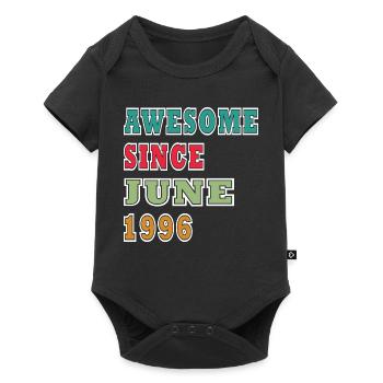Bunte Retro Typo: Awesome Seit Juni 1996 - Baby Premium Kurzarmbody - Schwarz - Vorne
