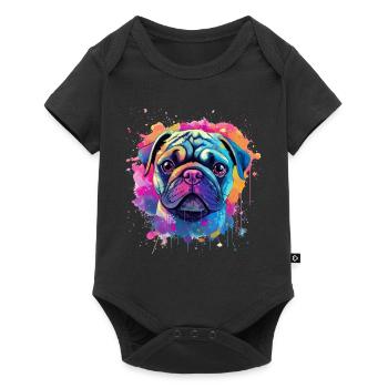 Portrait vibrant de Carlin Splash - Body à manches courtes Premium Bébé - noir - Devant