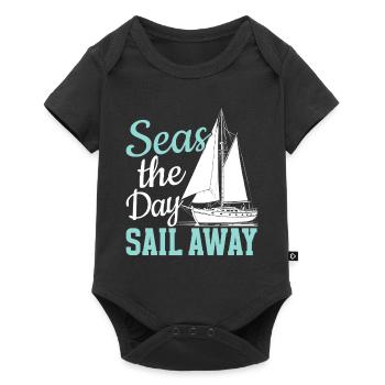 Seas The Day Sail Away Sailor Sail Captain - Baby Premium short-sleeve bodysuit - black - Front