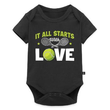 Tout commence par un humour d’amour et de tennis - Body à manches courtes Premium Bébé - noir - Devant