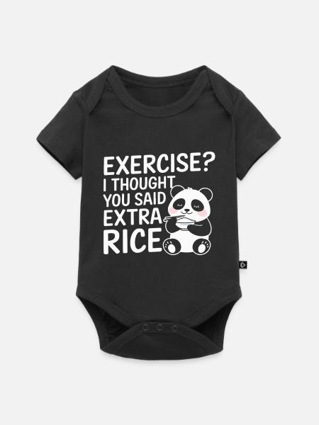 Panda fordert Extra Reis - Baby Premium Kurzarmbody - Schwarz