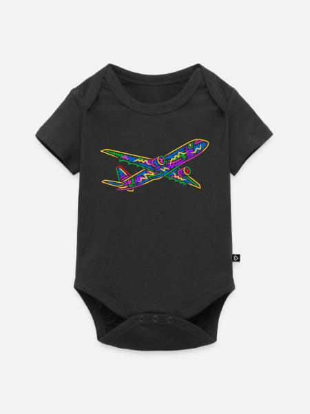 Colorful Airplane Flyer Kids Men Boys Pilot - Baby Premium short-sleeve bodysuit - black