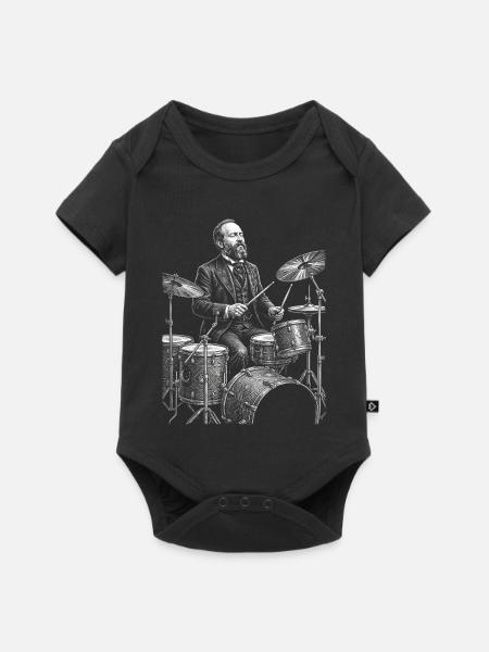 James A. spielt Schlagzeug - Baby Premium Kurzarmbody - Schwarz
