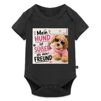 Mein Hund ist süßer als dein Freund - Baby Premium Kurzarmbody - Schwarz - Vorne