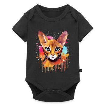 Colorful Splash Art Abyssinian Cat - Baby Premium short-sleeve bodysuit - black - Front