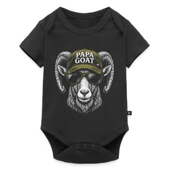 Papa Goat Cap Retro Hipster - Baby Premium short-sleeve bodysuit - black - Front
