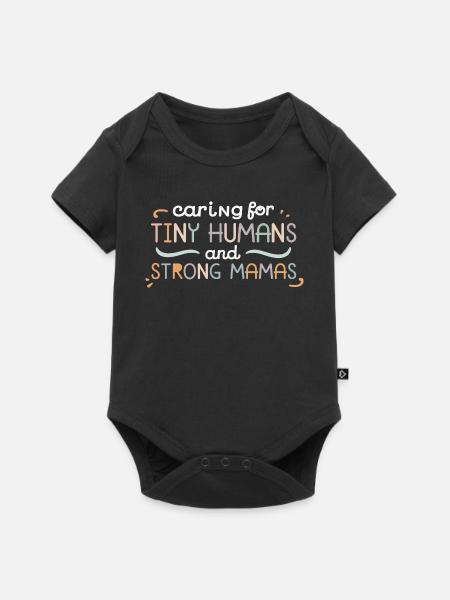 Kleine Helden, Starke Mamas - Baby Premium Kurzarmbody - Schwarz