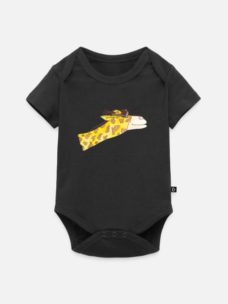 Giraffe im Fahrtwind - Baby Premium Kurzarmbody - Schwarz
