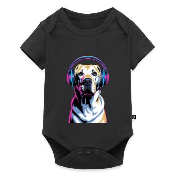 Labrador avec casque - Body à manches courtes Premium Bébé - noir - Devant