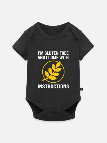 Glutenfrei Gluten - Baby Premium Kurzarmbody - Schwarz