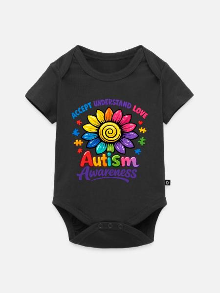 Autismus-Bewusstsein-Sonnenblume - Baby Premium Kurzarmbody - Schwarz