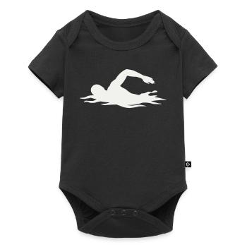 Swimmers silhouette in the water - Baby Premium short-sleeve bodysuit - black - Front